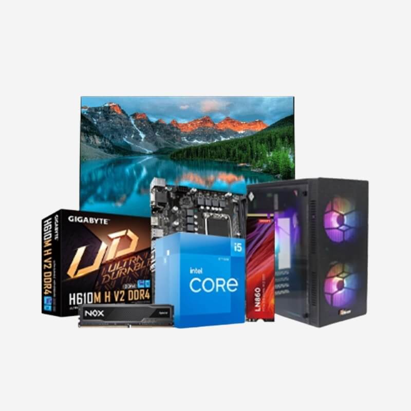 Intel 12th Gen Core i5-12400 Desktop PC with Monitor